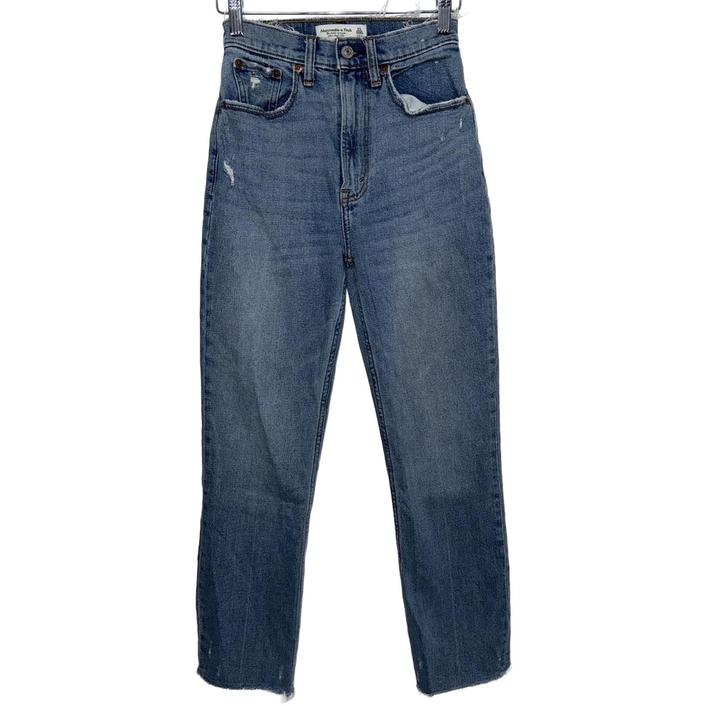 Abercrombie & Fitch Curve Love Ankle Straight Ultra High Rise Blue Jeans Size 23
